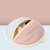 Round Cotton Linen Semi-Enclosed Pet Bed